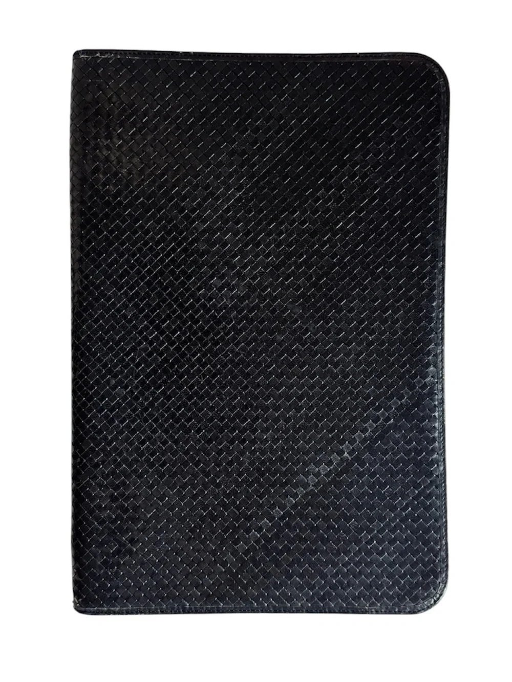 Stephane Kelian Paris Black Braided Leather Portfolio Zip Planner Organizer 14”
